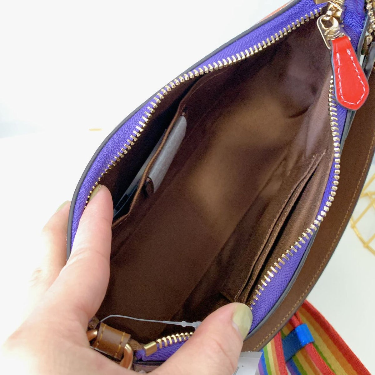 Coach CA176 Teri Shoulder Bag In Rainbow Signature Canvas In Gold/Khaki Multi Coach CA176 Teri Shoulder Bag In Rainbow Signature Canvas In Gold/Khaki Multi